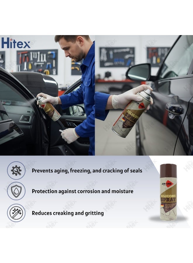 Hitex Aim-One Silicone Spray 450ml | Rubber Seal Lubricant for Car Doors, Locks, Hinges, Trunk, Hood | Anti-Freeze, Anti-Corrosion, Anti-Static | German Technology - Image 5