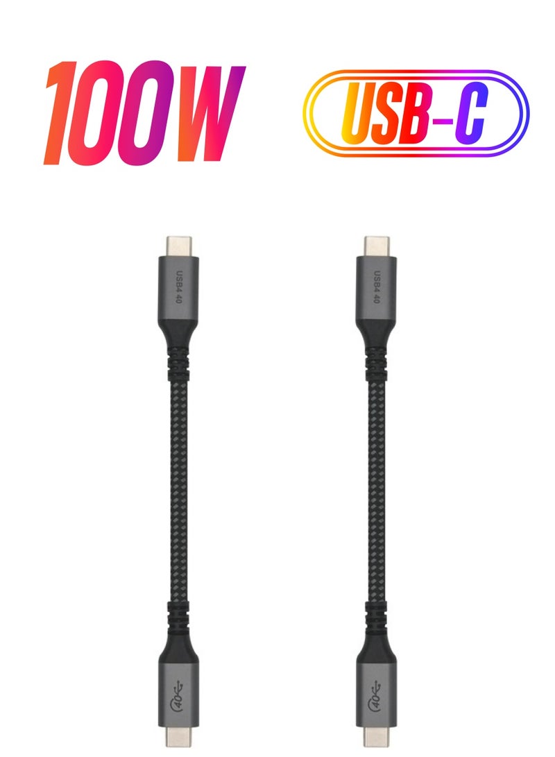 Vebner كابل USB4 قصير جداً بطول 6 إنش - سرعة 40Gbps يدعم الشحن بقوة 100W (20V، 5A) - متوافق مع Thunderbolt 3 و USB-C (عبوة 2) - Image 1