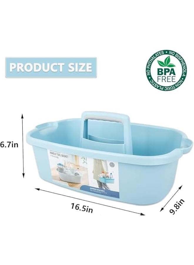 MIXDE 2 Pack Large Cleaning Supplies Organizer with Handle Portable Shower Caddy Basket Plastic Bucket Tool Storage for Bathroom, Bedroom, Kitchen, College Dorm, Under Sink, Garden (Blue) - Image 2