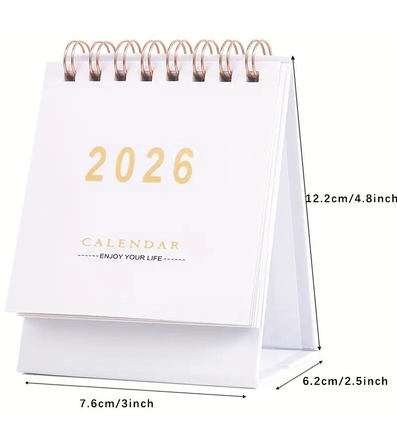 2026 Mini Calendar Green Monthly Weekly Planner Desk 250G Thick Paper Wire Binding Home Office - Image 5