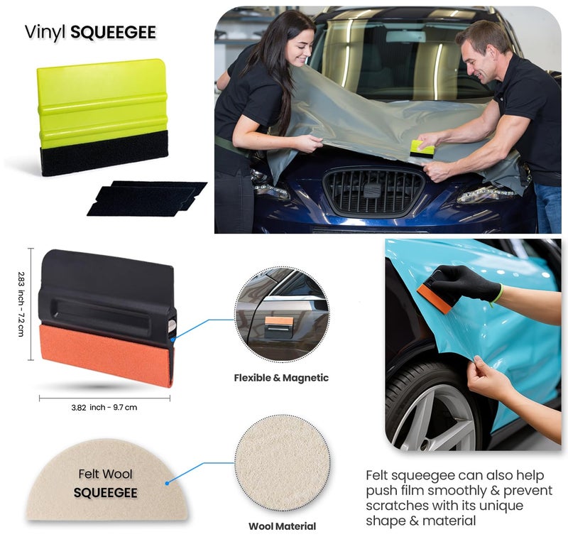Trayclicks Vinyl Wrap Tool Kit Car Wrap Kit Vehicle Wrapping Tools with Felt Squeegee Utility Knife Magnetic Holders Gloves PPF Tools Stick Tucking for Wraps Automotive Window Tint Tool Installation - Image 2