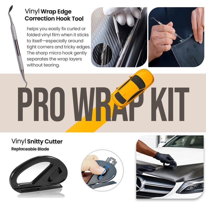 Trayclicks Vinyl Wrap Tool Kit Car Wrap Kit Vehicle Wrapping Tools with Felt Squeegee Utility Knife Magnetic Holders Gloves PPF Tools Stick Tucking for Wraps Automotive Window Tint Tool Installation - Image 4