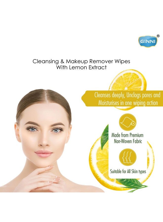 جيني مناديل مبللة من جيني، مناديل تنظيف وإزالة المكياج، مناديل مبللة لترطيب الوجه برائحة الليمون المنعشة (عبوة من 3 قطع) 30 منديل/عبوة - Image 5
