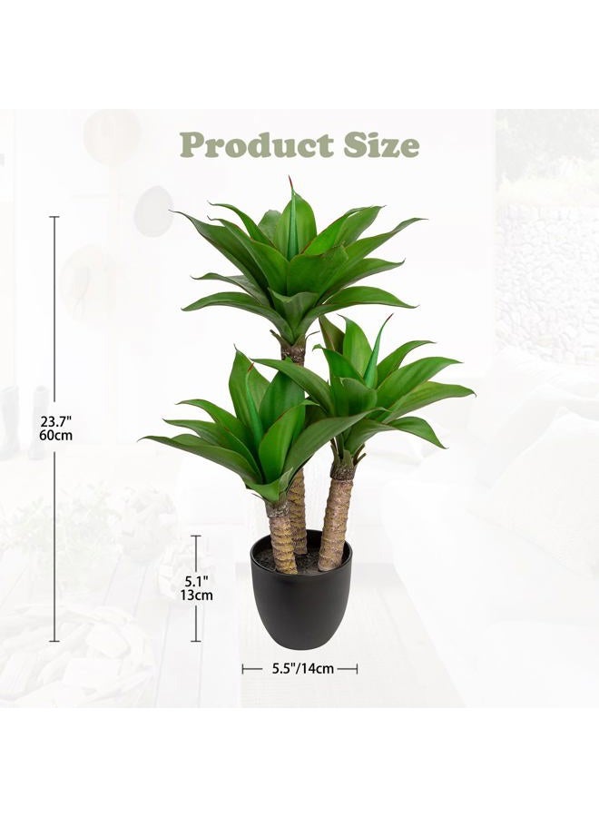 Briful 23.7'' Agave Plants Artificial Realistic Potted Faux Agave Plants 3 Agave Fake Plants in Black Pot Houseplant for Home Decor Indoor Outdoor Farmhouse - Image 2