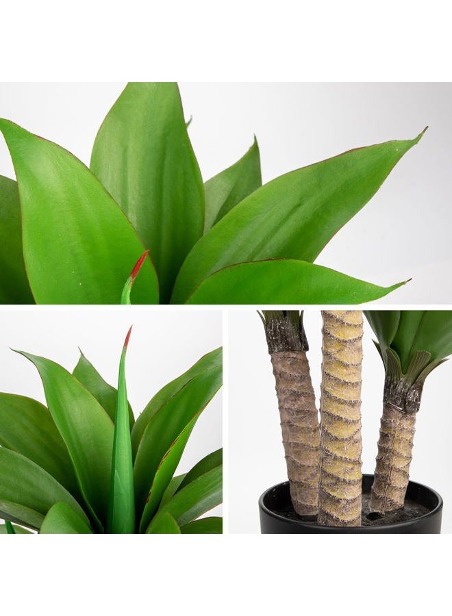 Briful 23.7'' Agave Plants Artificial Realistic Potted Faux Agave Plants 3 Agave Fake Plants in Black Pot Houseplant for Home Decor Indoor Outdoor Farmhouse - Image 3