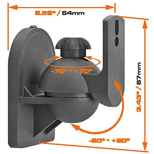 myl SB-28 Speaker Wall Mounting Bracket for Satellite Speakers - Black (Max 7.5LBS) (4 Mounts) - Image 5