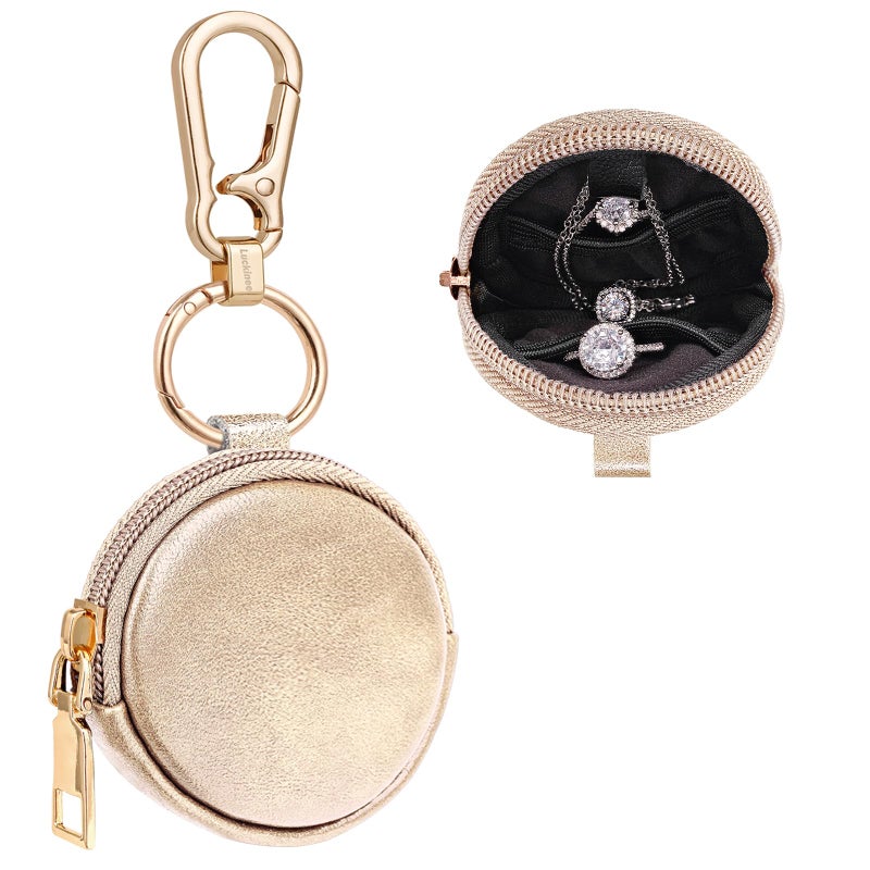 LUCKINEE Jewelry Ring Holder with Keychain, Small Travel Ring Holder Keychain, Mini Ring Box Case, Portable Gym Ring Holder for Women Manï¼ŒEarring Necklace Holder Box - Image 1