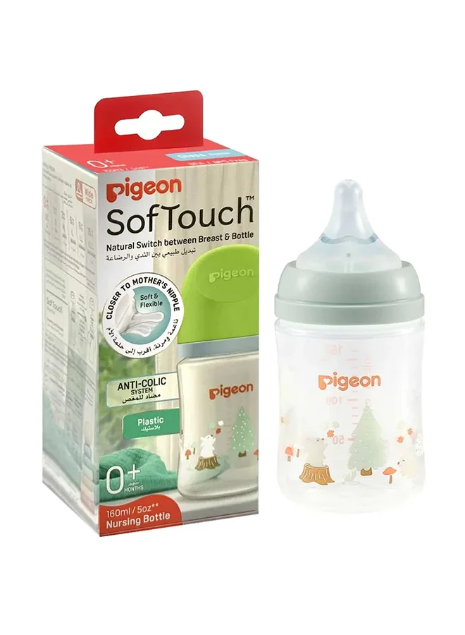 pigeon Softouch Wide Neck Peristaltic Plus Decorated Nursing Bottle, SS Nipple Size, Bpa Free, 0+ Months, 160ML - Assorted