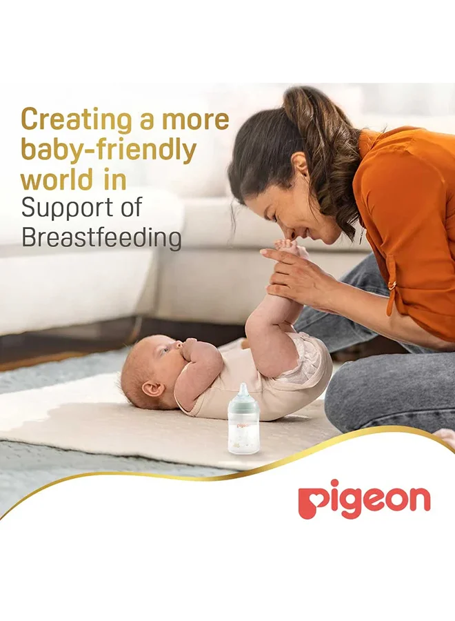 pigeon Softouch Wide Neck Peristaltic Plus Decorated Nursing Bottle, SS Nipple Size, Bpa Free, 0+ Months, 160ML - Assorted