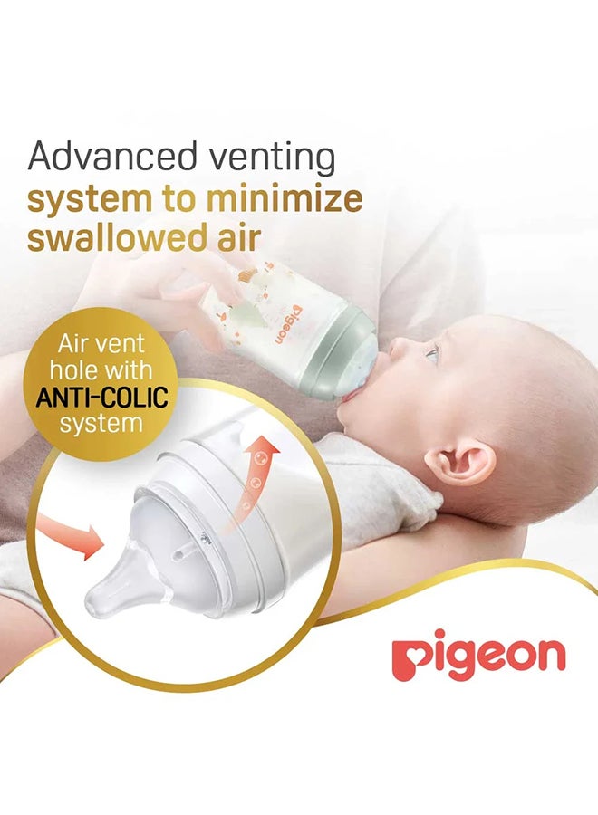 pigeon Softouch Wide Neck Peristaltic Plus Decorated Nursing Bottle, SS Nipple Size, Bpa Free, 0+ Months, 160ML - Assorted - Image 2