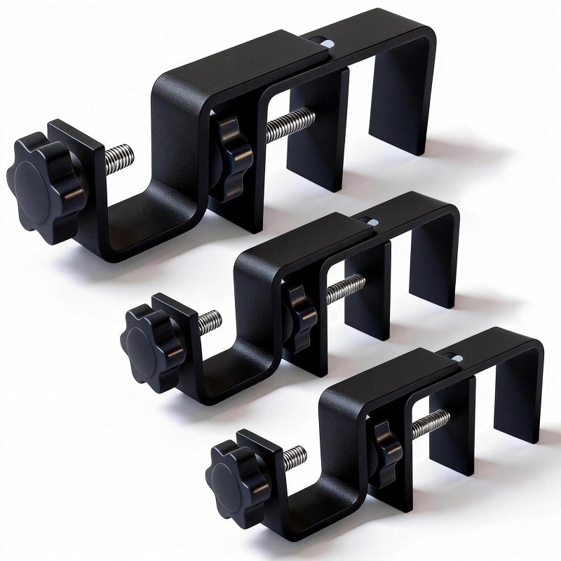 Mimiio Over Blinds Curtain Rod Brackets for Outside Mounted, No-Drill Blinds Curtain Rod Holders for 1.3-2" Rectangular Headrails, Tool-Free & No Wall Damage, Apartment & Renter Friendly (Set of 3, Black) - Image 1
