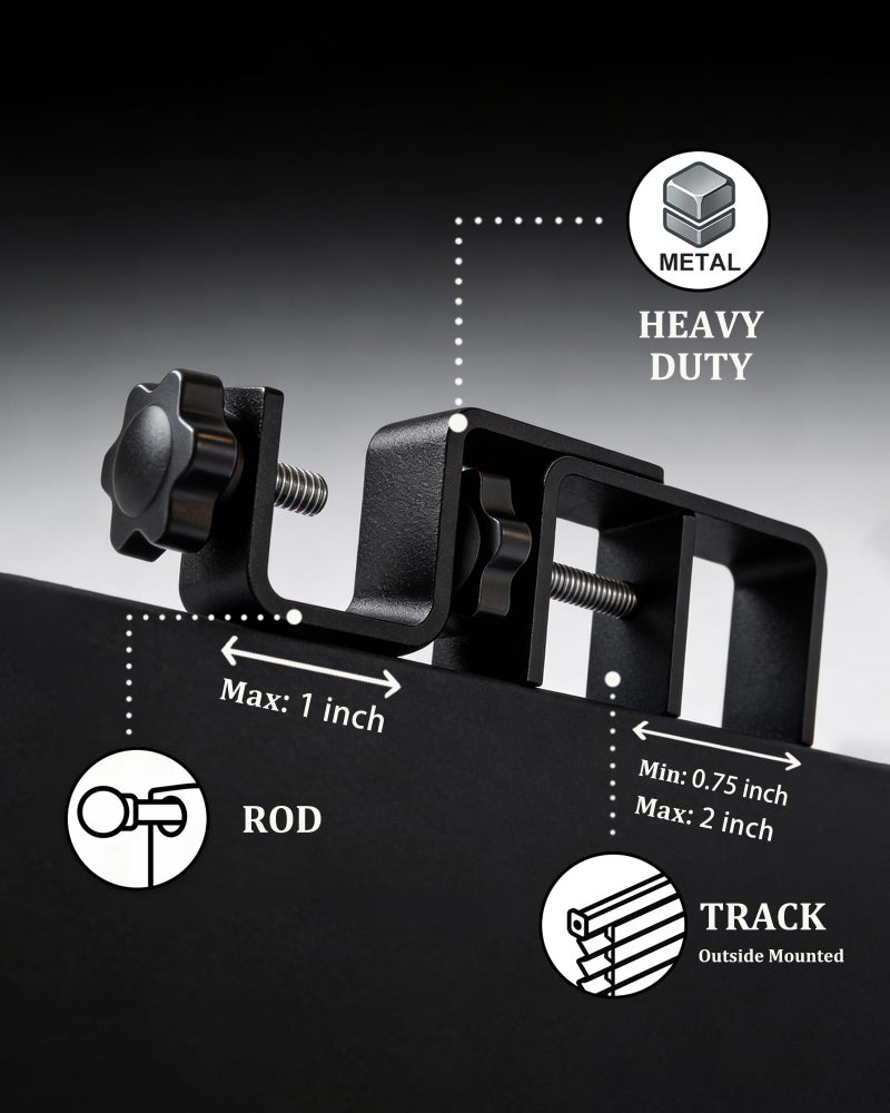 Mimiio Over Blinds Curtain Rod Brackets for Outside Mounted, No-Drill Blinds Curtain Rod Holders for 1.3-2" Rectangular Headrails, Tool-Free & No Wall Damage, Apartment & Renter Friendly (Set of 3, Black) - Image 5