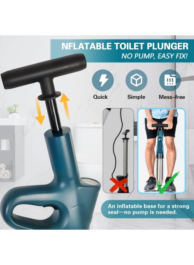 YelaJoy Toilet High Pressure Dredging Tool, Heavy Duty Power Plunger Clog Remover Declogger Toilet Plumbing Clogs, Multi-Powered Dredging Tool with Visual Pressure Gauge, Suitable for Toilets, Sinks, Shower Drains, Floor Drains (6 Pcs Green) - Image 2