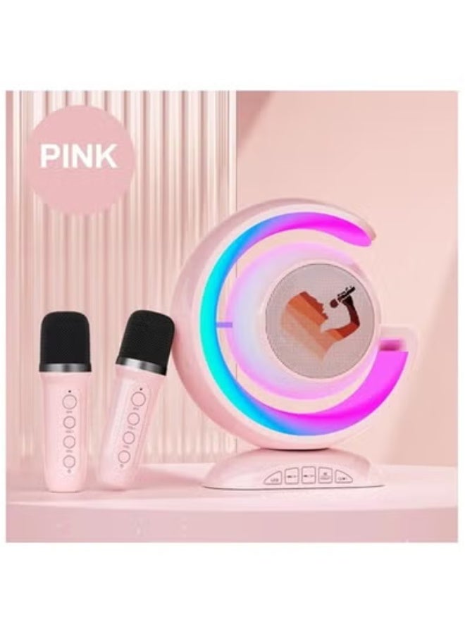 JAJEEK Mini Karaoke Machine with Bluetooth Speaker & Dual Wireless Microphones | Portable Rechargeable Karaoke System for Kids & Adults | LED Light Effects, Echo Control | Supports AUX, USB, TF Card Playback | Perfect for Home Parties, Outdoor Fun & Family Entertainment - Image 2