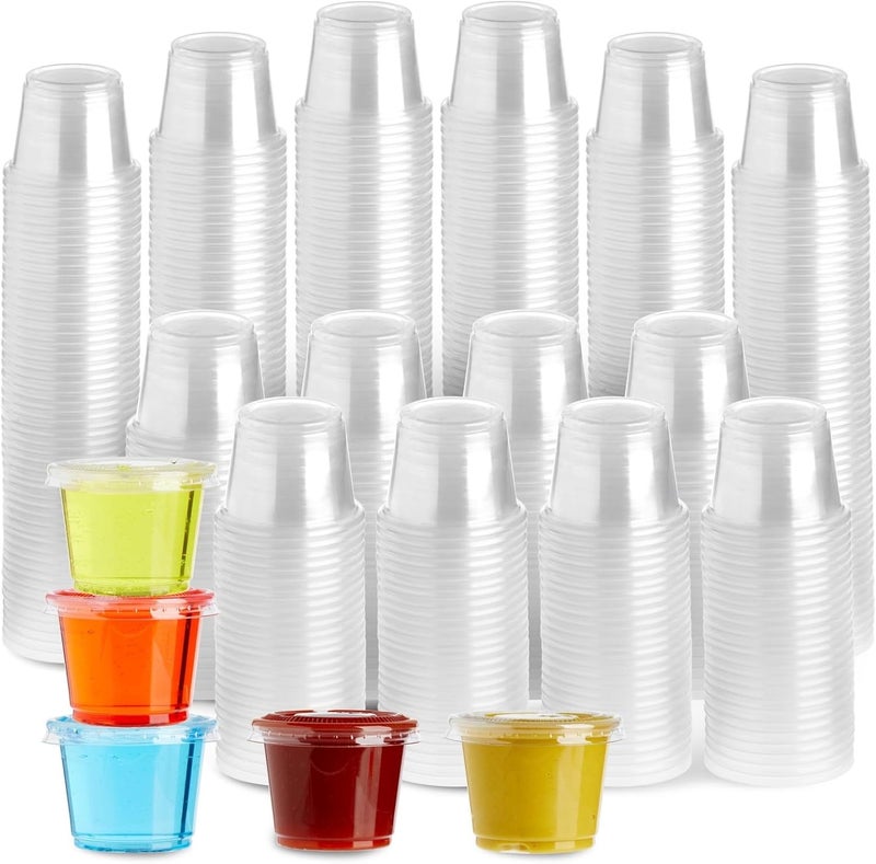 Juvale Disposable 1 Oz Portion Cups with Lids for Parties and Events In Bulk Small Containers for Sample Tasting Party Shots Condiments Sauces Communion  Clear  500Pack - Image 1