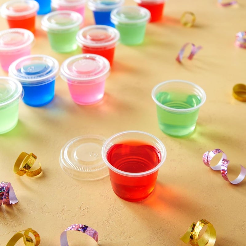 Juvale Disposable 1 Oz Portion Cups with Lids for Parties and Events In Bulk Small Containers for Sample Tasting Party Shots Condiments Sauces Communion  Clear  500Pack - Image 4