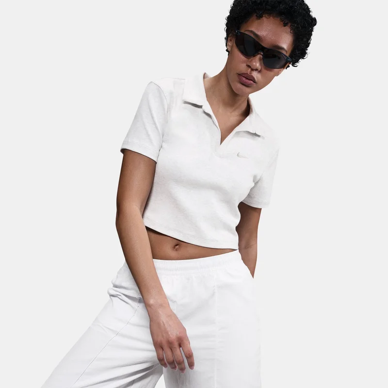 Nike White Women's Sportswear Essential Polo Shirt for Women | Best Price UAE