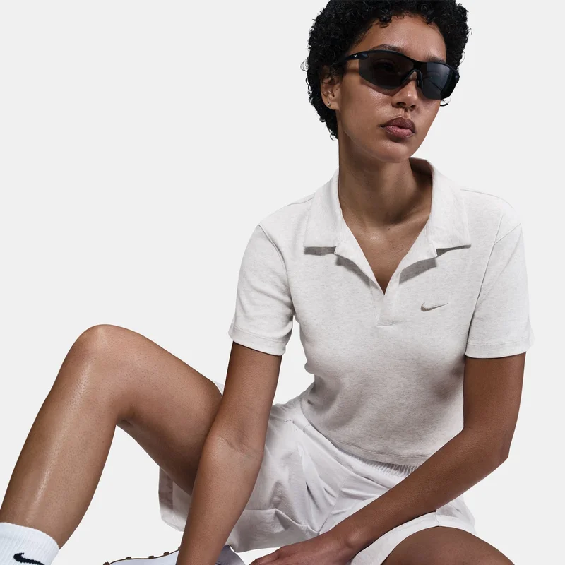 Nike White Women's Sportswear Essential Polo Shirt for Women | Best Price UAE