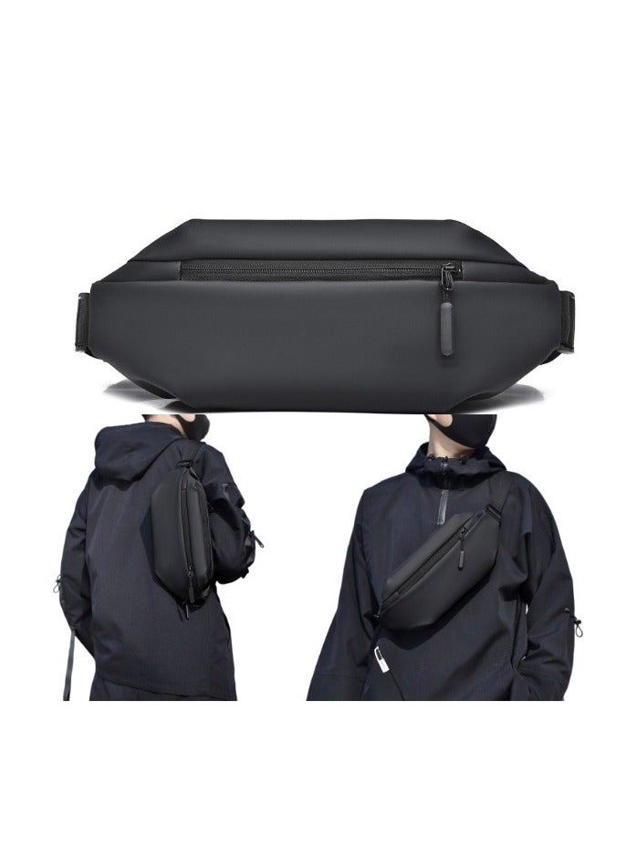 Sling Bag Men's Shoulder Bag Casual Sports Fashion Women's and Men's Running Waist Bag Crossbody Waist Bag with Adjustable Shoulder Strap Backpack Black 25.00*6.00*14.00cm