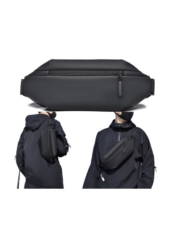 Weixer Sling Bag Men's Shoulder Bag Casual Sports Fashion Women's and Men's Running Waist Bag Crossbody Waist Bag with Adjustable Shoulder Strap Backpack Black 25.00*6.00*14.00cm  - Image 1