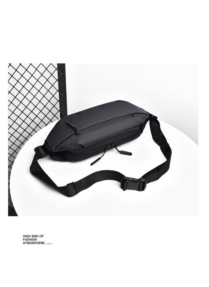 Weixer Sling Bag Men's Shoulder Bag Casual Sports Fashion Women's and Men's Running Waist Bag Crossbody Waist Bag with Adjustable Shoulder Strap Backpack Black 25.00*6.00*14.00cm  - Image 3