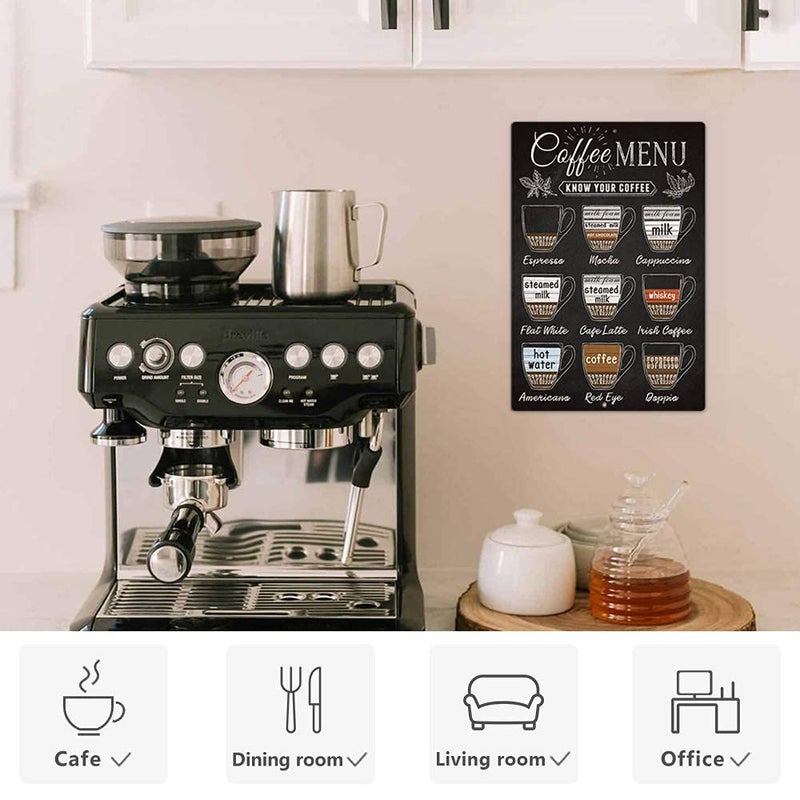 Putuo Decor Putuo Vintage Coffee Menu Wall Decor, 12 x 8 Inches Aluminum Metal Sign for Bar, Restaurants, Cafes, Pubs, Office, Kitchen, Home Coffee Station - Image 5