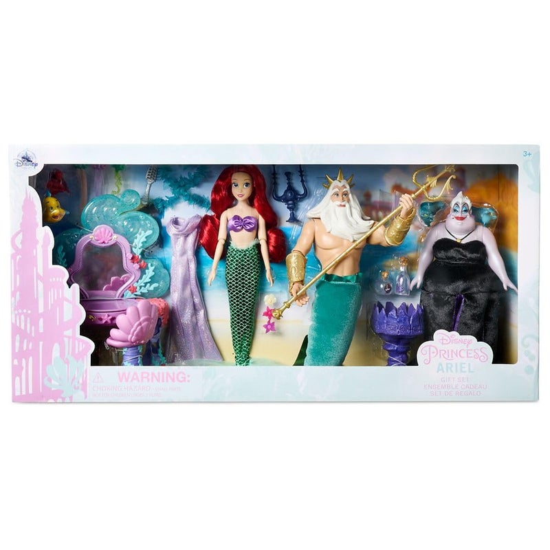 Disney store مجموعة هدايا دمية أرييل الكلاسيكية من متجر ديزني الرسمي تشمل دمى حورية البحر وأورسولا والملك تريتون بالإضافة إلى المزيد من دمى ديزني الكلاسيكية وإكسسوارات مجموعة اللعب للعب الخيالي - Image 3