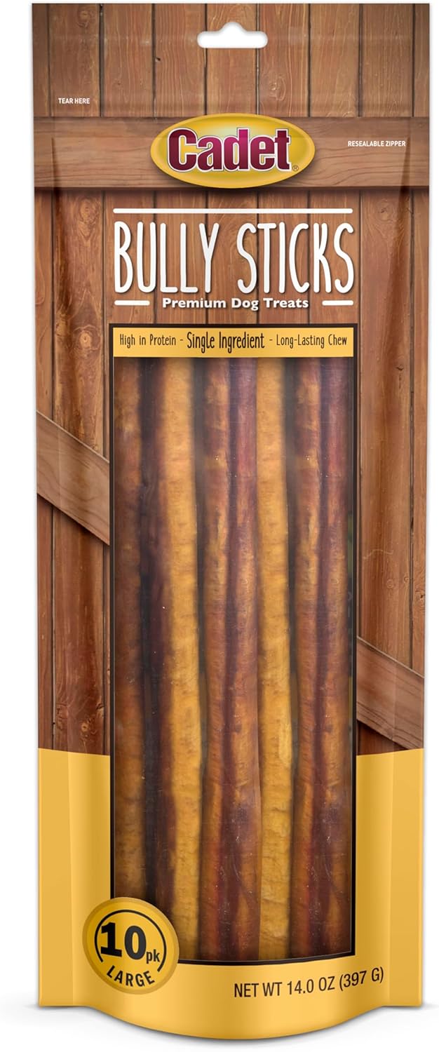 Cadet Bully Sticks for Dogs  LongLasting Dog Chews  AllNatural Premium Dog Treats Promotes Dental Health - Image 1