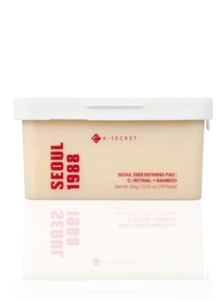K-Secret Seoul 1988 Refining Pad 70 Pads – C-Retinal & Bamboo Exfoliating Toner Pads for Smooth Radiant Skin - Image 1