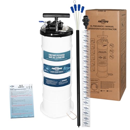 FIRSTINFO TOOLS FIT YOUR NEEDS FIRSTINFO A1108USY5 Patented Third Generation 9L / 2.3 Gallon Pneumatic/Manual Oil Vacuum Extractor | Safety Pressure Gauge | 51 Inch Tube | 11.8 feet Tubes Length | Thinnest Tube | Taiwan - Image 1