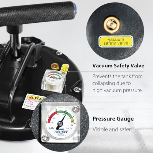 FIRSTINFO TOOLS FIT YOUR NEEDS FIRSTINFO A1108USY5 Patented Third Generation 9L / 2.3 Gallon Pneumatic/Manual Oil Vacuum Extractor | Safety Pressure Gauge | 51 Inch Tube | 11.8 feet Tubes Length | Thinnest Tube | Taiwan - Image 3