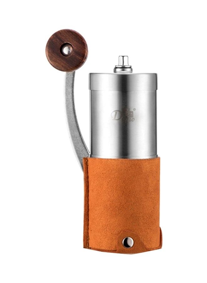 Diguo Leather Wrapping Manual Coffee Grinder Silver/Brown 350grams - Image 1