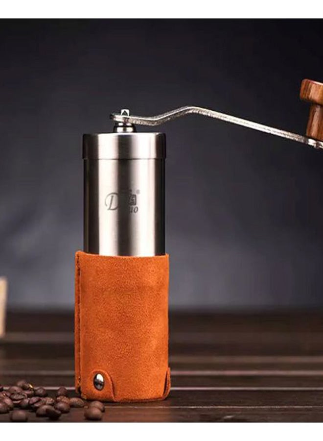 Diguo Leather Wrapping Manual Coffee Grinder Silver/Brown 350grams - Image 3