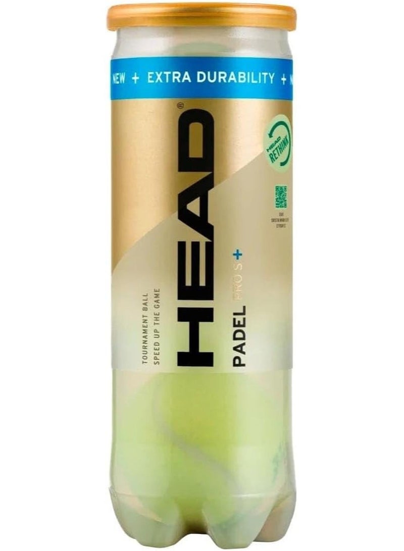 HEAD Padel Pro S+ Balls – Can Of 3 – Premium Pressurized Padel Balls For Maximum Speed And Precision - Premium padel_tennis_ball designed for performance, durability, and comfort - Image 1