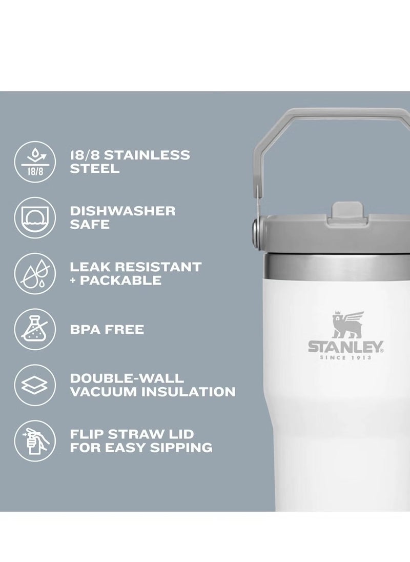 Stanley - Stanley IceFlow 30oz Stainless Steel Tumbler with Leak-Resistant Flip Straw - Vacuum Insulated, Keeps Drinks Cold for 12 Hours or Iced for 2 Days, Reusable Cup for Home, Office, or Car, Cream Color - Image 1
