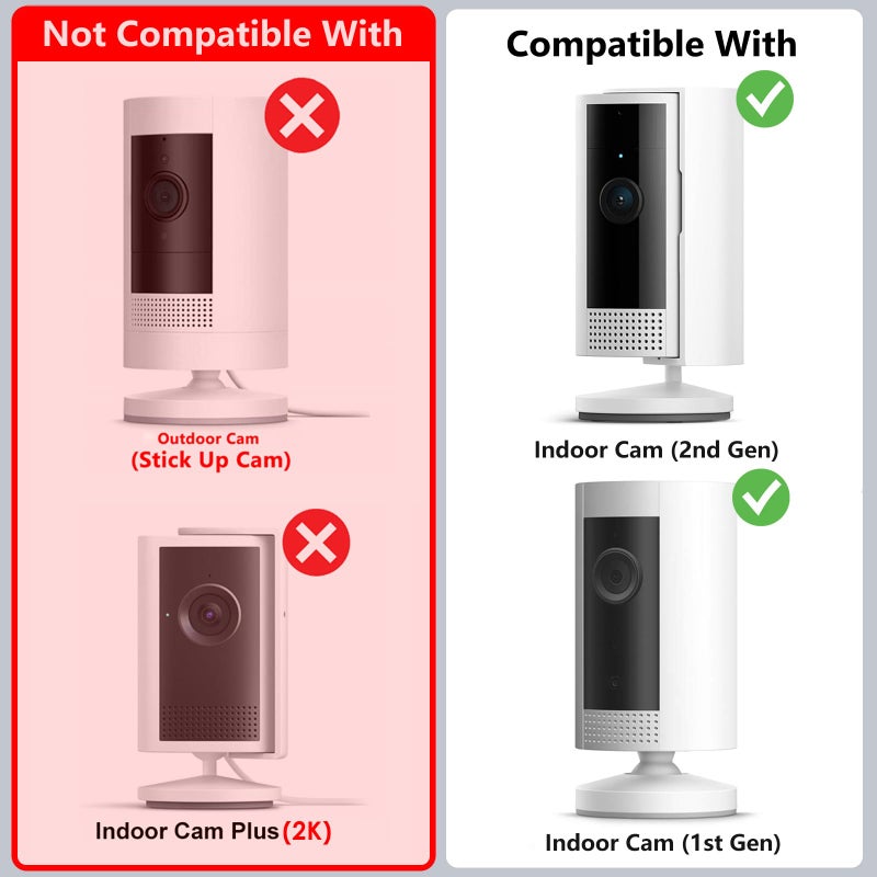 ALERTCAM 2 Pack Adhesive Wall Mount for Indoor Cam(1st Gen and 2nd Gen), Two Ways Easy Installation with Strong Tape and Screws, No Drilling, No Screws, Convenient and Practical Mount by ALERTCAM - Image 2
