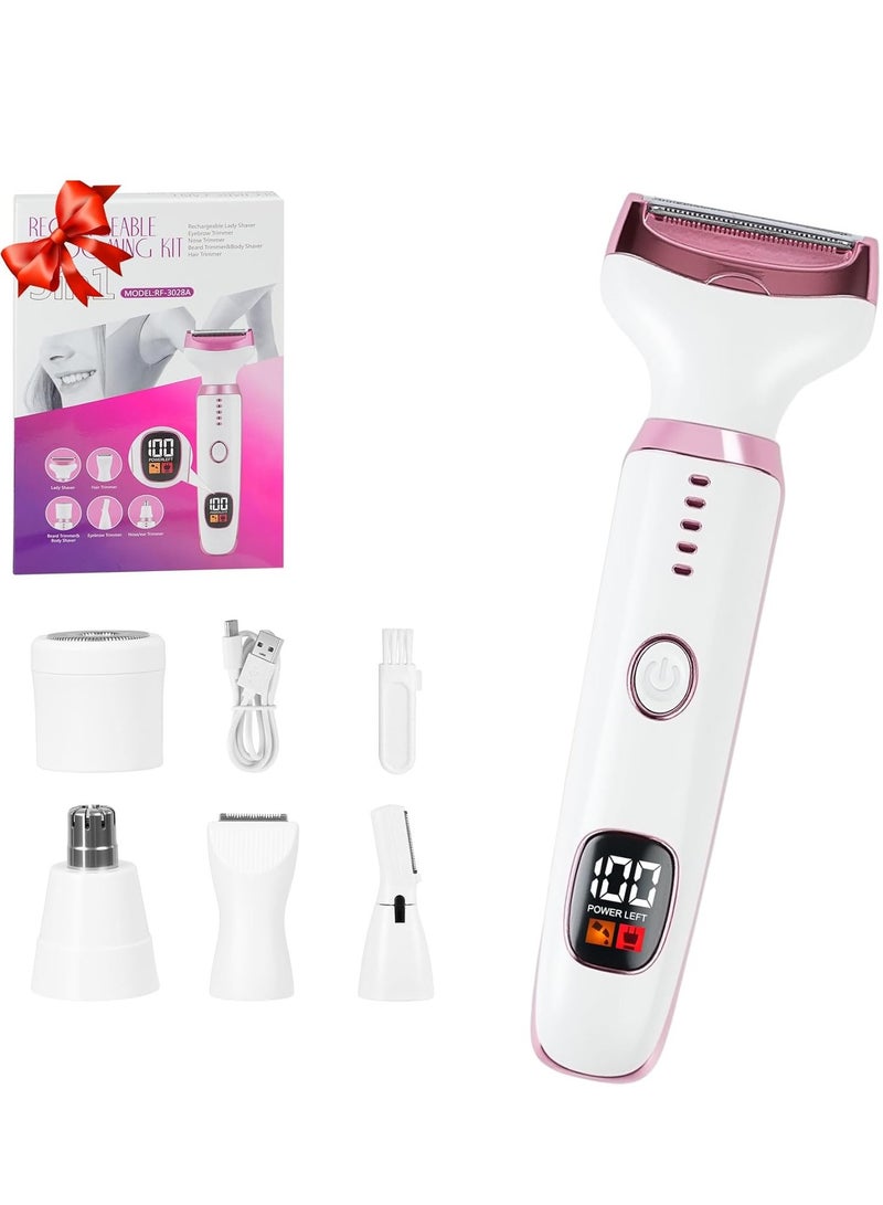 Eesyy 5-in-1 Shaver for Women, USB Rechargeable & Painless Hair Remover, Suitable for Wet and Dry Use, Bikini Trimmer and Epilator for Face, Arms, Legs, Underarms, Nose and Eyebrows - Image 1
