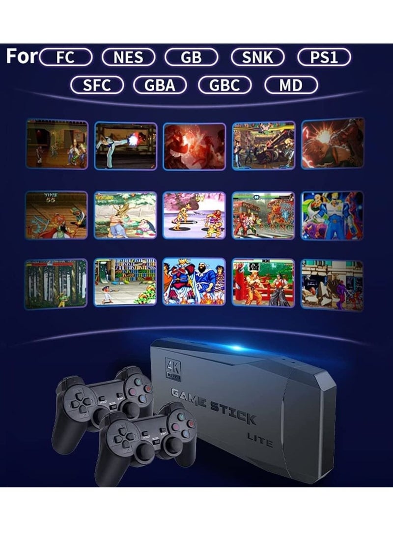 جايم - وحدة تحكم الألعاب الكلاسيكية Game Stick 4K مع وحدتي ألعاب لاسلكيتين 2.4G ومشغلين ثنائي إخراج HDMI مدمج في أكثر من 3500 لعبة متوافقة مع جهاز عرض كمبيوتر محمول يعمل بنظام Android TV PC - Image 1