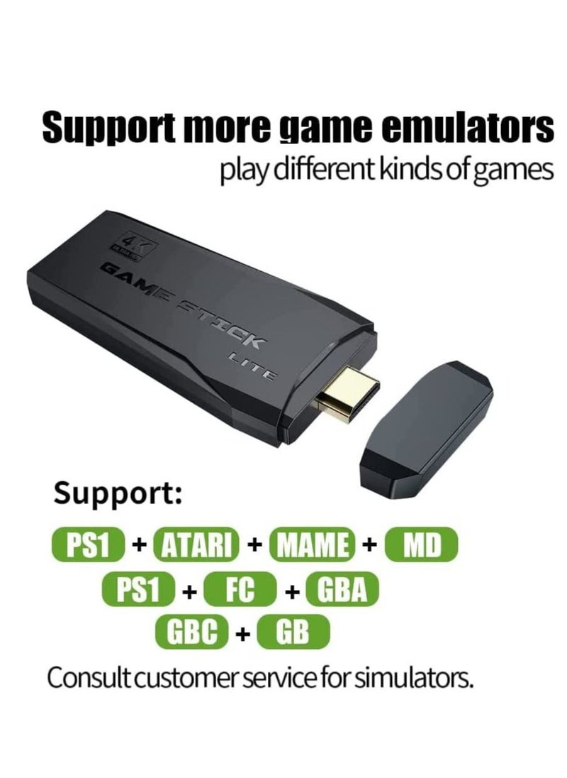 جايم - وحدة تحكم الألعاب الكلاسيكية Game Stick 4K مع وحدتي ألعاب لاسلكيتين 2.4G ومشغلين ثنائي إخراج HDMI مدمج في أكثر من 3500 لعبة متوافقة مع جهاز عرض كمبيوتر محمول يعمل بنظام Android TV PC - Image 1