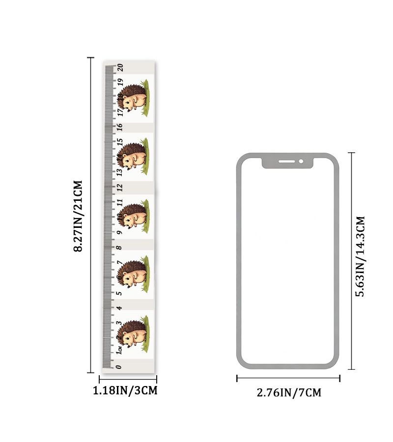 1pc 7.87 Inch Plastic Straight Ruler ABS Resin Cute Hedgehog Pattern Practical Measuring Tool For Office And Daily Use High Quality Stationery - Image 3
