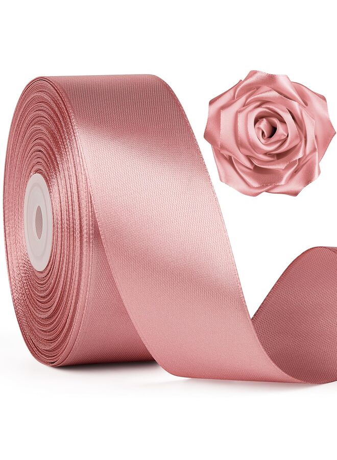 ribbon, pure polyester fabric ribbon, suitable for making roses, gift packaging, wedding decorations, crafts, bows (bean paste powder) - Image 1