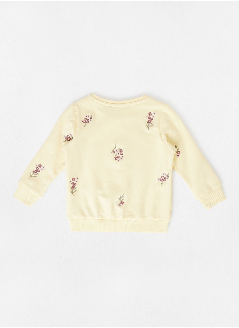 NAME IT - Kids Embroidered Floral Sweatshirt - Image 1