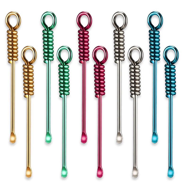 Dcoteh 10Pcs Mini Spoon Tiny Shovel Spoon Portable Scoop Pendant Tiny Powder Spoons for Spices Salts Sand Spice Scoop