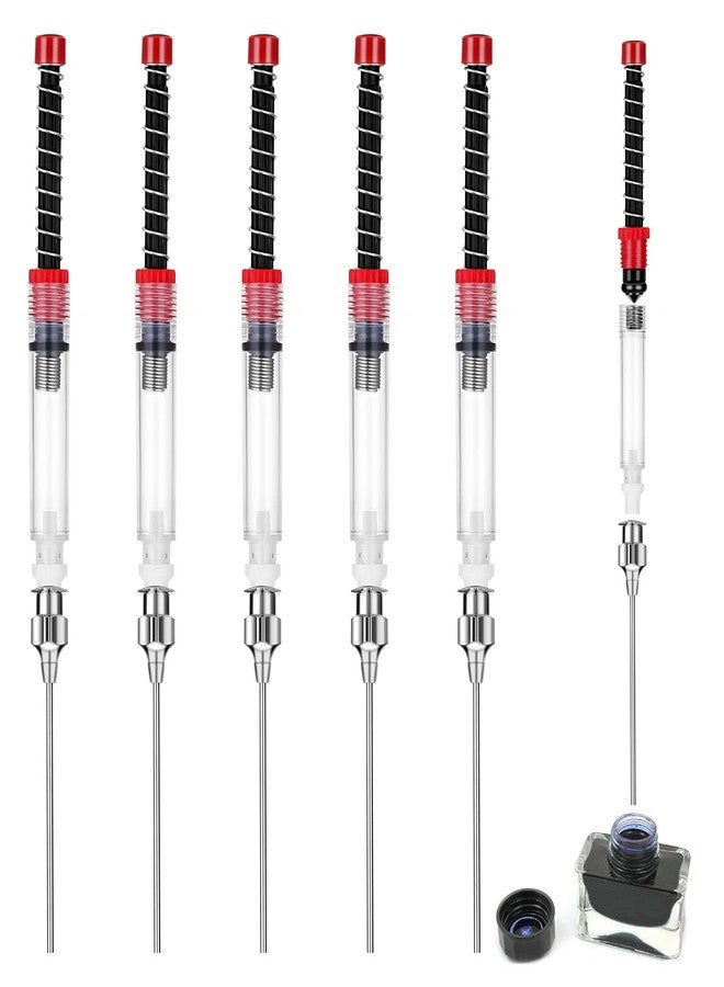 Andibro 6 Pack Fountain Pen Ink Syringe Filler, 3.4mm Bore Diameter Fountain Pen Spring Converter Ink Auxiliary Absorber Ink Filling Syring with Removable Blunt Needle Tip for Fountain Pen - Image 1