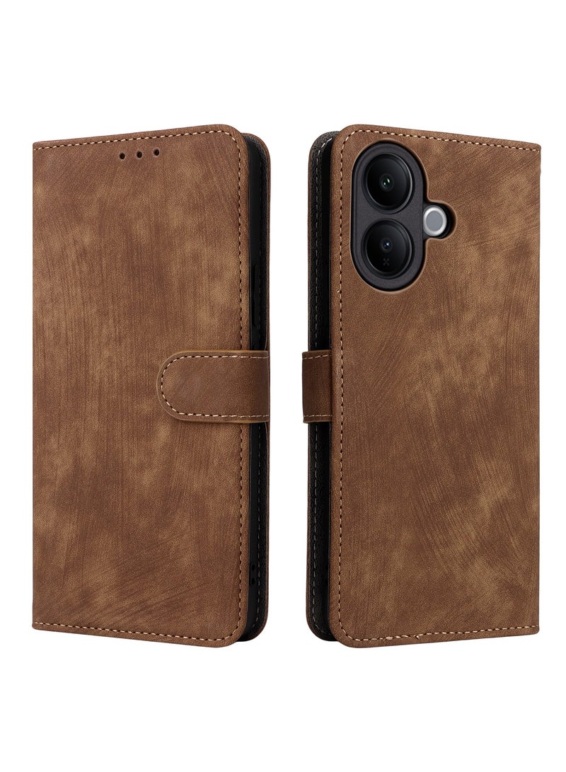 غطاء قابل للطي لهاتف Vivo V60 Lite مزود بحزام يد قابل للإزالة، مصنوع من جلد PU، يوفر حماية شاملة مضادة للصدمات، كما يتميز بتقنية RFID للحماية من السرقة، وتصميم محفظة أنيق بغطاء فوليو عملي. - Image 3