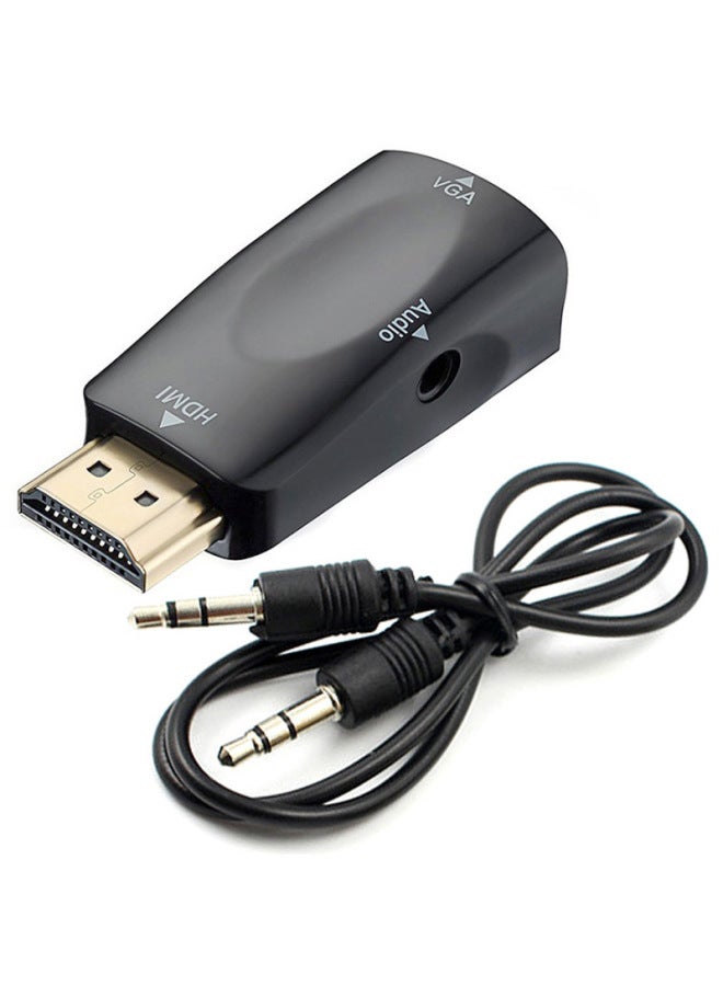 Direct Hdmi To Vga 3.5 Audio High Definition Transmission Set Top Box Laptop Computer Video Converter-Number Of Interfaces:Crystal Box Male Turnmother Black  - Image 4