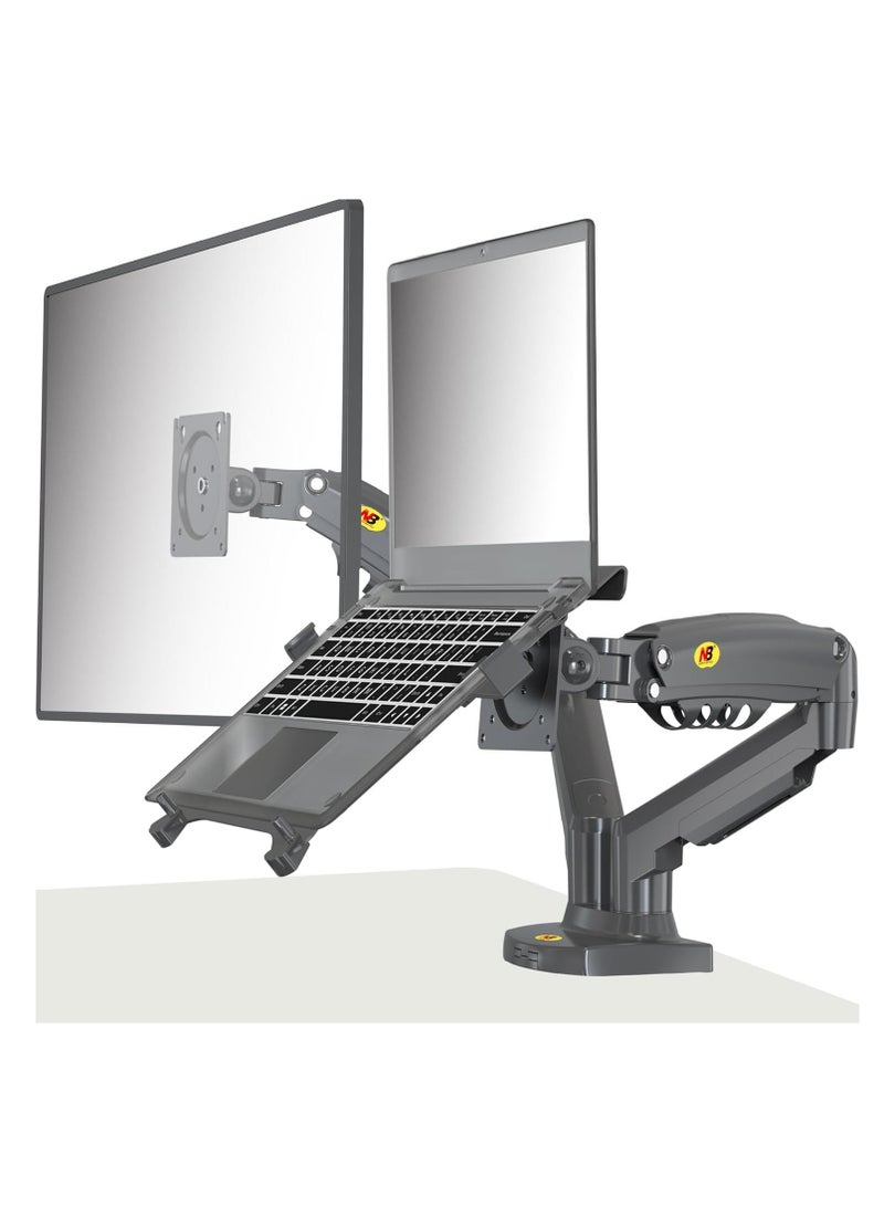 NB North Bayou Dual Arm Holder for Monitors & Laptops, Black - F160-FP - Image 1