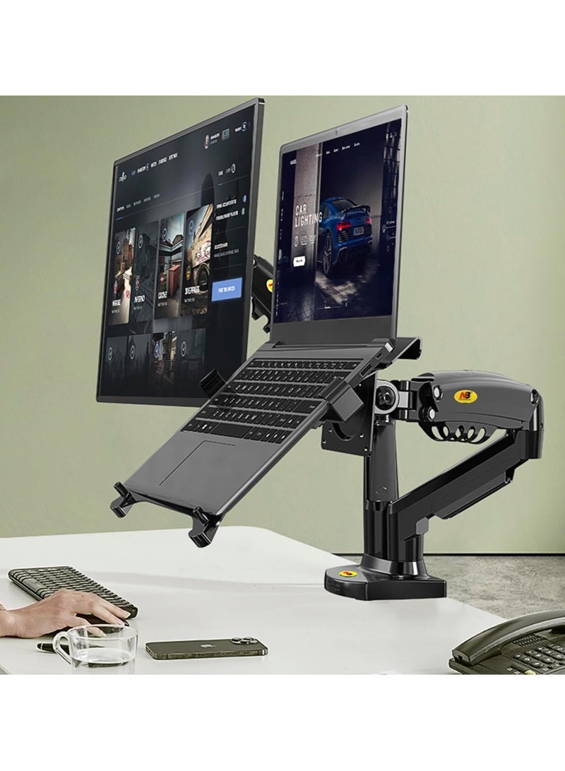 NB North Bayou Dual Arm Holder for Monitors & Laptops, Black - F160-FP - Image 2