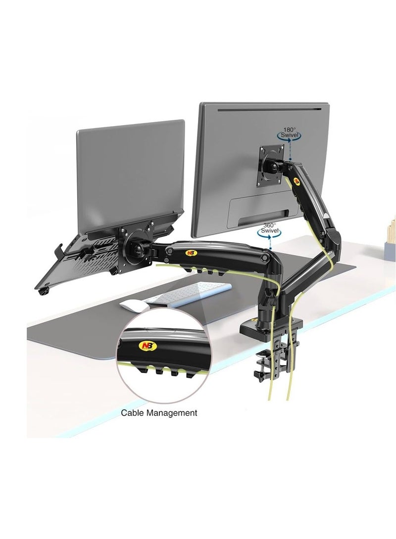 NB North Bayou Dual Arm Holder for Monitors & Laptops, Black - F160-FP - Image 3
