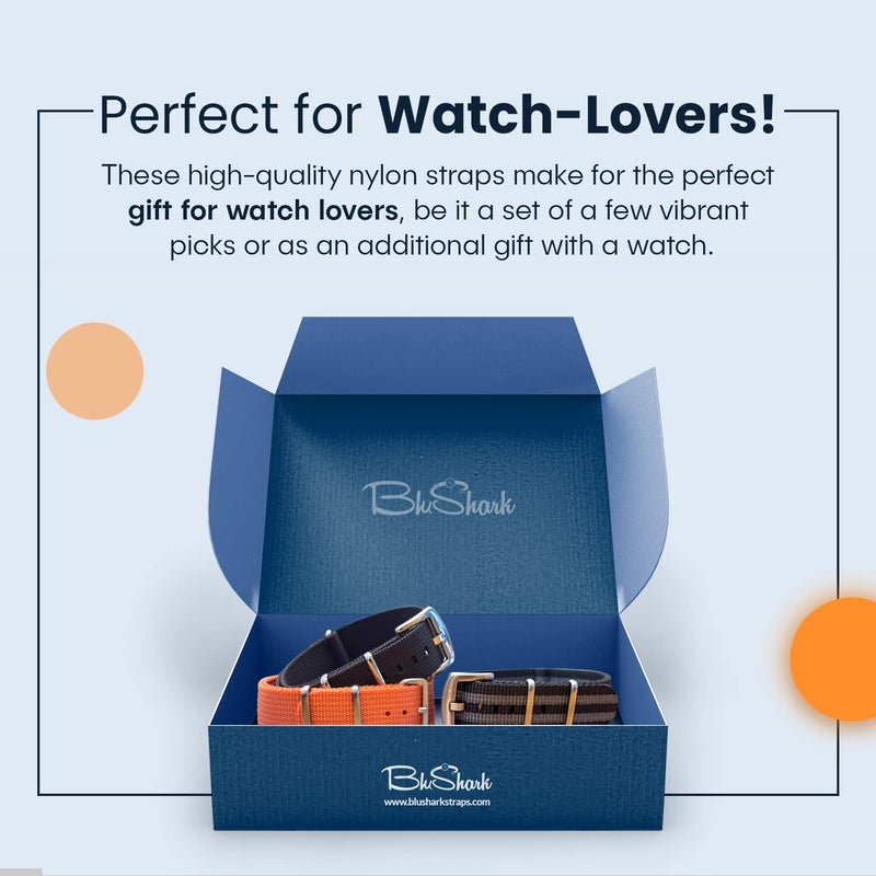 BluShark حزام ساعة بلو شارك الأصلي المصنوع من النايلون الفاخر - حزام ساعة بديل متين ومقاوم للماء للرجال والنساء | مشبك من الفولاذ المقاوم للصدأ | ناتو، باليستيك، عسكري | أخضر عسكري، 20 مم - Image 5